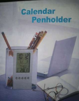 Calendar, pen holder,clock image 1