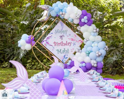 Balloon garland backdrops, birthday decoration for hire image 2