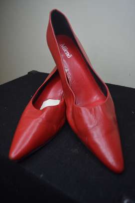 Red pointed toe pump image 1