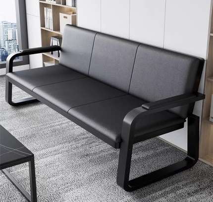 Black Fabric 5 Seaters Sofas For Reception image 1