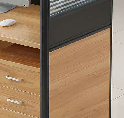 Office Desk: Modern Brown Six-Person Workstation image 2