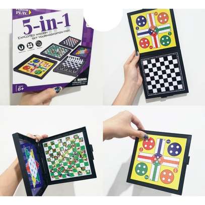 Family Checkers, Chess, Ludo, Snakes & Ladders 5in1 Magnetic Board Games image 2
