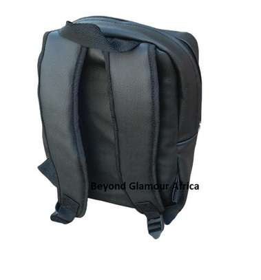 Black Leather Laptop Backpack with necklace image 1