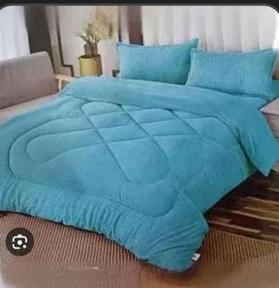 Velvet Duvet Bedding Set Queen Ribbed Texture Size 6*7 image 3