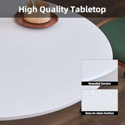 White 80 cm Indoor Round Dining Table image 6