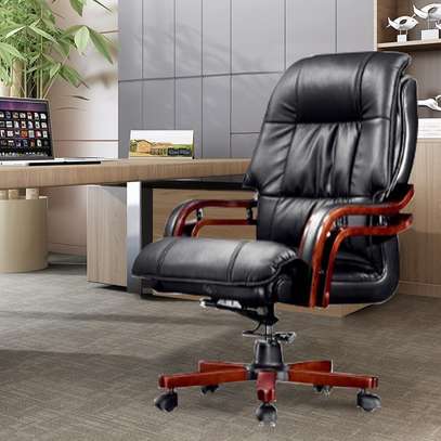 High Back Solid Wood Executive Office Chair image 3