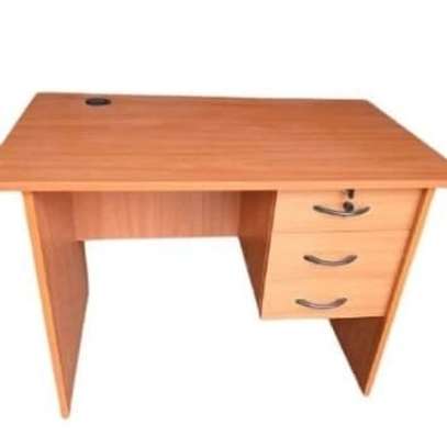 Sturdy Dark Brown Office Desk with Locking Drawers image 12