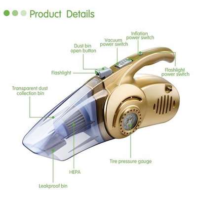 4 In 1 Multi-function 120W Wet And Dry Dual Use Car Vacuum Cleaner Tire Inflator Pump image 3
