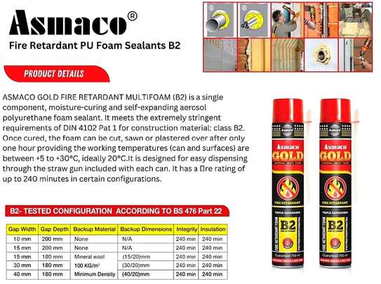 Asamco Gold Fire Retardant Foam 750ml image 1