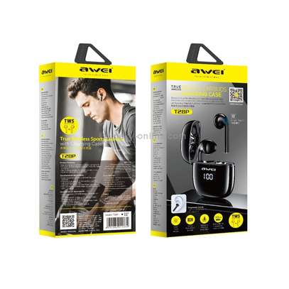 Awei T28P Bluetooth V5.0 TWS pure Wireless Sports LED Display Headset with Charging Case image 5