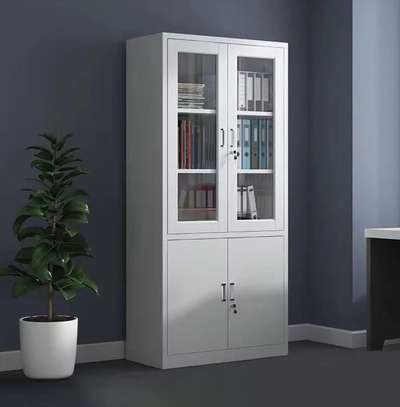 Adjustable Multi-Layer Steel Cabinet with Glass Doors image 3