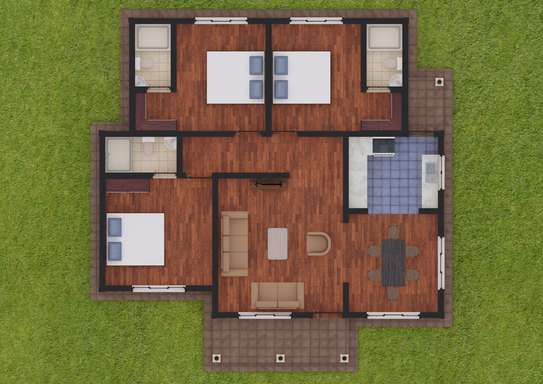 A chic Three Bedroom plan image 2