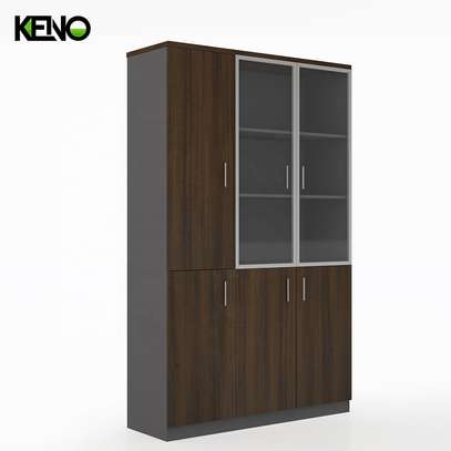 Wooden Office Filing Cabinet with Vertical Drawers image 1
