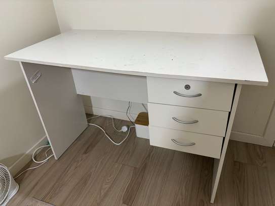 pure white wooden custom-made study desk image 4