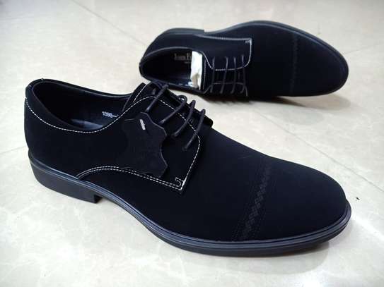 John Foster Premium Suede Leather Black Official Shoes image 1