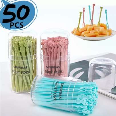 50pc Plastic Reusable Forks Stick image 2