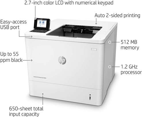Hp Laserjet Enterprise M607Dn (K0Q15A), Duplex Monochrome Laser Printer - Ethernet and Wi-Fi connectivity, White image 2