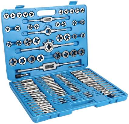 Large Tap and Die Set Metric Tap and Die Kit Rethreading Tool Kit Thread Maker Hole Threader 110-Piece Set image 1