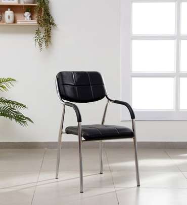 Office seat: Stackable leather catalina chair with amrest image 3