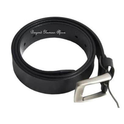 Mens Black Leather Bracelet with leather belt image 2
