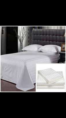 6×6 white stripped cotton bedsheets image 1