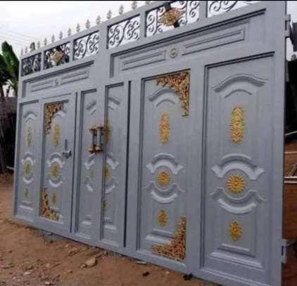 Decorative heavy steel Iron Gate Black Gold Ornate Design image 4