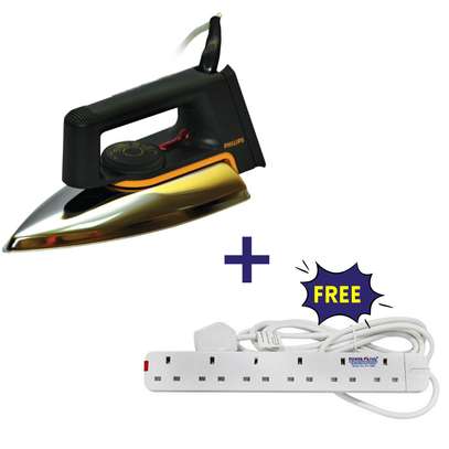 Philips 1000W Dry Iron + a FREE 6-Way Extension Cable image 1