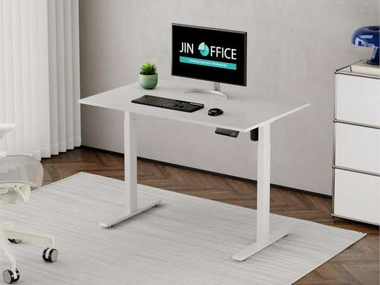 Office Desk: 140cm White Adjustable Stand Home Office Table image 5