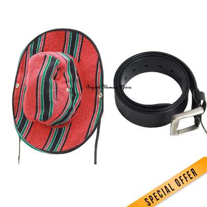 Sun Hat With Safari Cap Neck Protect And Black Beather Belt image 1