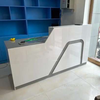 Reception Desk; 1800mm Sleek White Imported Reception Desk image 3