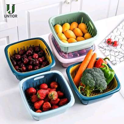 Convinience storage basket drainer with lid, retainer bowl image 2