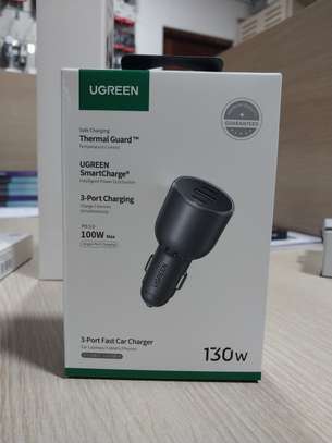 UGREEN 130W 3-Port (2x USB-C + 1x USB-A) Fast Car Charger image 2
