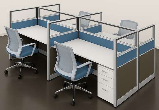 Office Workstation: Modern 4-Way Desk image 4