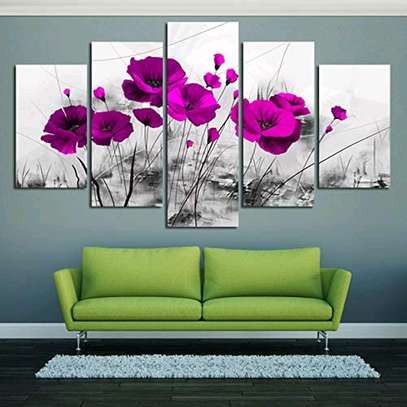 5pcs HD forest of purple flowers wall art image 1