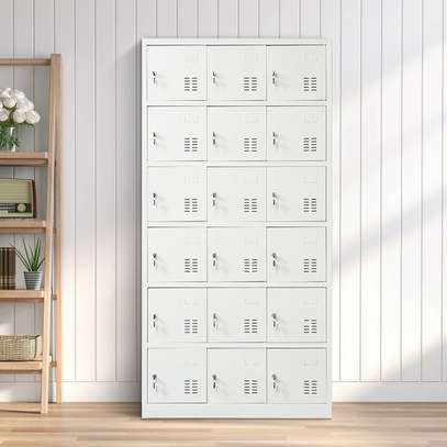 Office Cabinet;  Fifteen Lockers Gray Steel Filing Cabinet image 5