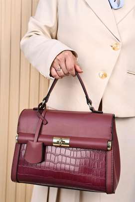 Yellow Leather Handbag Croc Embossed Medium Size image 5