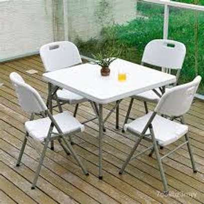 Portable and Foldable 4 Chairs and a Table Dining Set image 4
