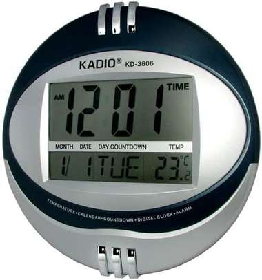 Kadio Digital Wall Clock - With Alarm, Temperature, Date image 1