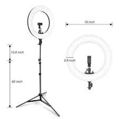 18-inch Ring Light for Phone and Camera, LED Ring Light with Stand and Phone Holder 48W, 3200k-5600k for Photography, Makeup, YouTube Video Shooting image 1