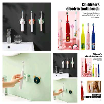 Kids battery operated toothbrush with adhesive wall mount image 1