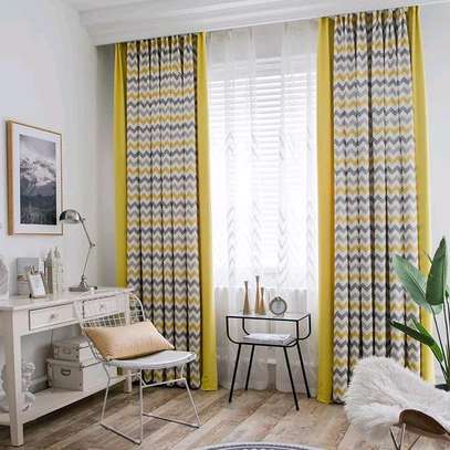 Grey yellow curtains image 1