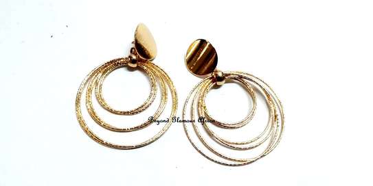 Ladies Gold Tone Multi strand loop earrings image 1