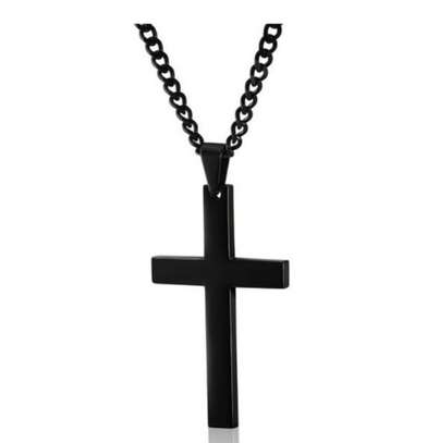 Black Cross Pendant Necklace image 1