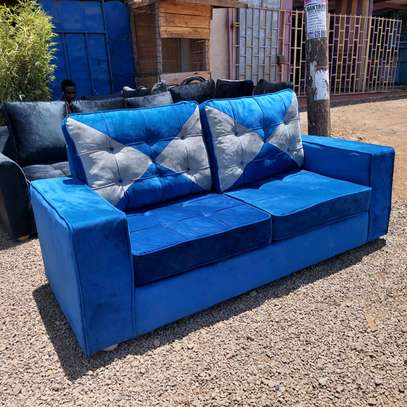 3 seater modern blue sofa image 1