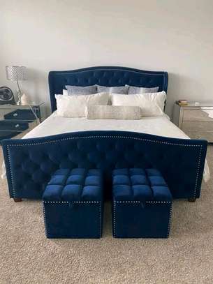 Modern fabric bed plus mattress image 4
