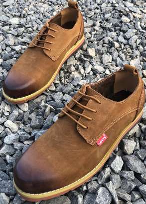 Levi Casual Mens Leather Laced Brown Gum Sole Shoes image 1