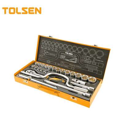TOLSEN 24pcs 1/2 Socket Set With Steel Case image 1