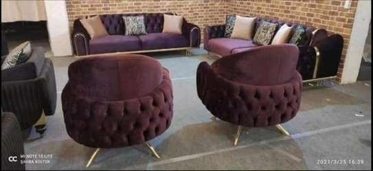 Modern Seven seater(3-2-2-1)maroon chesterfield sofa set image 1