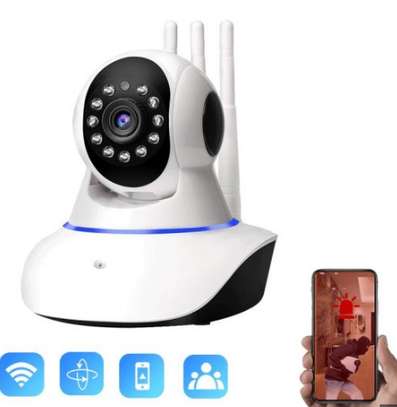 Table Top Rotatable WiFi CCTV Nanny Camera with Antenna. image 1