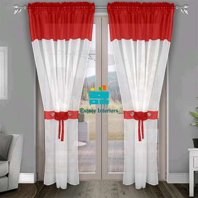 Made to measure red white curtain blind image 1